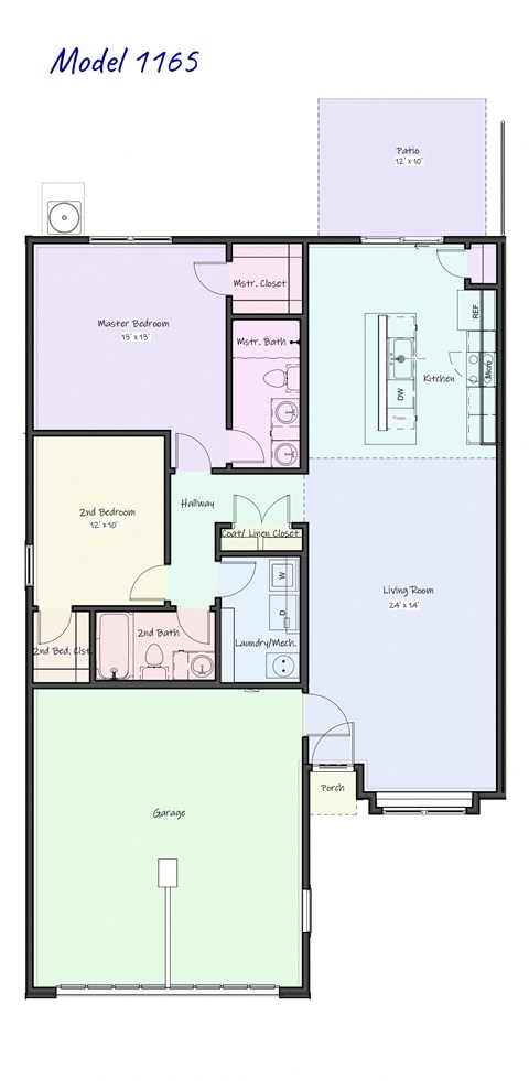 WILDCAT CREEK duplex floor plan at Concord Crossing, Lafayette, IN 47909